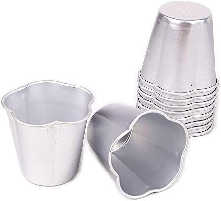LoBake 10pcs per lot Various Design Fluted Edge Wavy Flower Cup Boat Round Shape Aluminium Tart Mould Jelly Pudding Cup Cupcake Mold Baking (C12)
