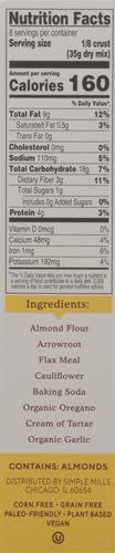 Simple Mills Almond Flour Baking Mix, Cauliflower Pizza Dough - Gluten Free, Vegan, Plant Based, 9.8 Ounce (Pack of 2)