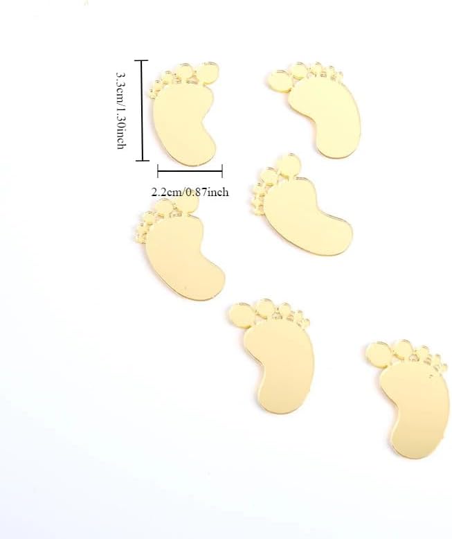 60pcs/bag Baby Shower Acrylic Cake Topper Baby Feet Cake Decoration Oh Baby Gender Reveal One 1st Birthday Party Boy and Girl (Gold)