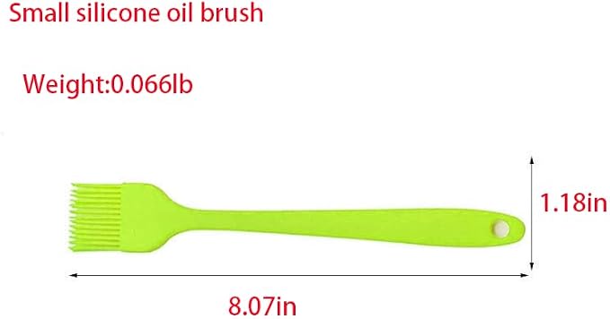 Silicone Basting Brush, Heat Resistant Oil Pastry Brush for Cooking Baking Grilling BBQ, 8 Colors ，Green, Orange, Blue, Pink, Red, Purple, Black, Yellow (Green)