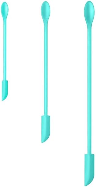 Silicone Spatula Set (3Pcs) - Mini Scraper Tool for Beauty & Food - Reach Every Last Drop, Multi-Size Spatulas for Makeup Jars, Lotion Bottles & Kitchen Containers (Blue)