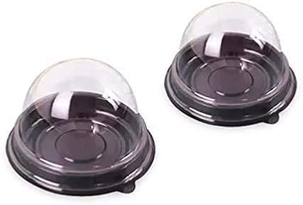 Clear Plastic Mini Cupcake Container,25 PC Desk Pet Containers Mooncake Boxes Muffin Pod Dome Muffin Single Cupcake Holders Individual Cupcake Containers Plastic Disposable (Black, 25pc)