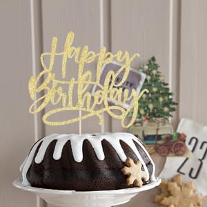 Kaoenla Happy Birthday Cake Topper-handwork Golden happy birthday cake Decor,Birthday/Anniversary cakes Selected decorative