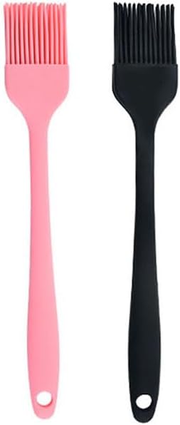 Silicone brush, Oil Brush for BBQ Kitchen Cooking Baking and Grilling (2 PCS,pink&black)