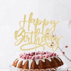 Kaoenla Happy Birthday Cake Topper-handwork Golden happy birthday cake Decor,Birthday/Anniversary cakes Selected decorative