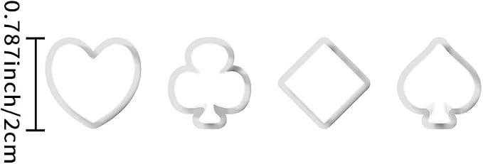 Xaekicr Card Suit Polymer Clay Cutters Set - 4PCS Clay Cutters for Earrings, Classic Heart Spade Diamond Club Shapes, Polymer Clay Molds, Clay Tools for DIY Jewelry Making