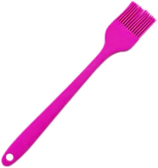 Silicone Basting Brush, Heat Resistant Oil Pastry Brush for Cooking Baking Grilling BBQ, 8 Colors ，Green, Orange, Blue, Pink, Red, Purple, Black, Yellow (Pink)