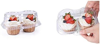Leoyoubei Double Cupcake Container,2 Compartment Cupcake Container - Deep Cupcake Carrier Holder Box - Clear - Stackable - Clamshell Cupcake Container Ideal to Carry Cupcakes or Birthday Party (20)