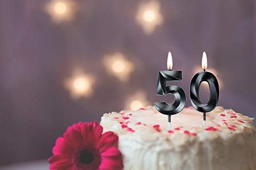 Bailym Black 50th Birthday Candles, Number 50 Cake Topper for Men Birthday Decorations Party Decoration