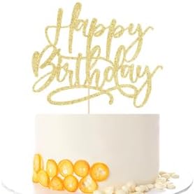 Kaoenla Happy Birthday Cake Topper-handwork Golden happy birthday cake Decor,Birthday/Anniversary cakes Selected decorative