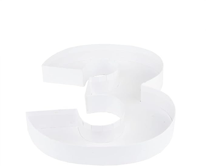 WENPACK 12.5" Cardboard Carton Number Shaped Tray for Charcuterie Mache Fresas Fillable Sweets Candy Box with Clear Lid (White, 3)