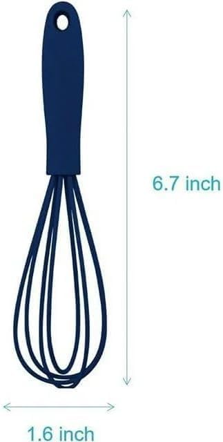 Mini Silicone Whisk Set - Egg Beater and Blender for Baking and Cooking, 6.7 Inch Compact Design with Ergonomic Handle, Dishwasher Kitchen Utensils (White)
