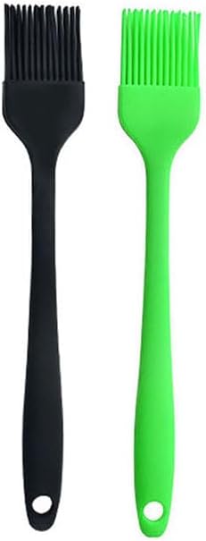 Silicone brush, Oil Brush for BBQ Kitchen Cooking Baking and Grilling (2 PCS,green&black)