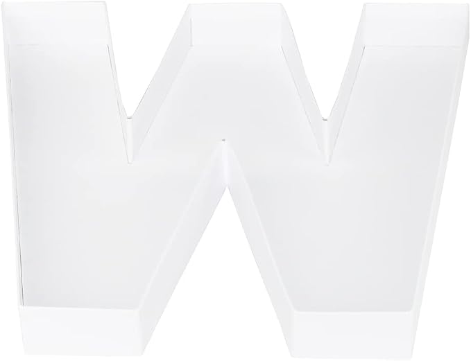 WENPACK 12.5" Cardboard Letter Shaped Charcuterie Mache Strawberries Fillable Sweet Box with Clear Lid (White, W)