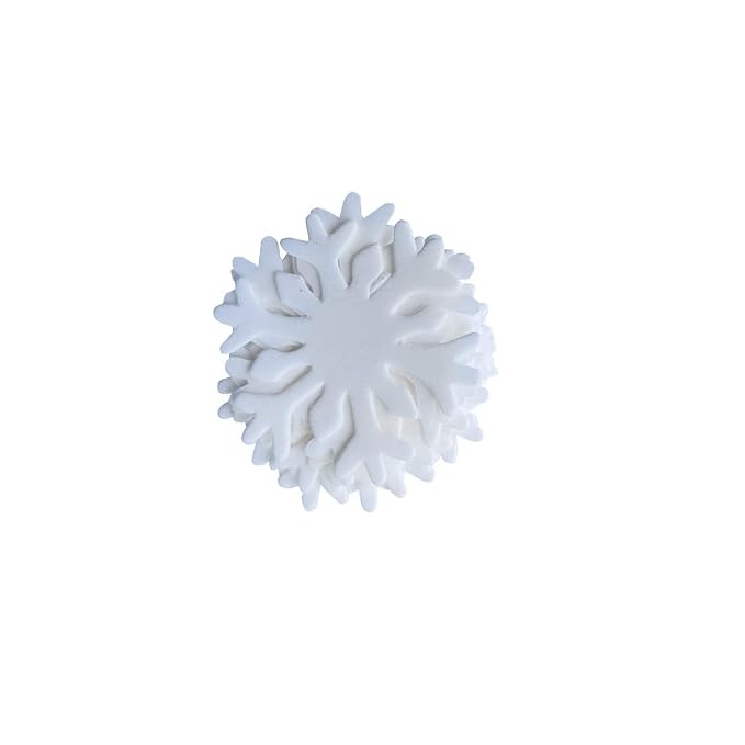 50Pcs White Edible Cake Cupcake Toppers Snowflakes Christmas Winter Frozen Party Decoration