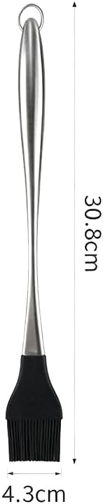 430 Stainless Steel Silicone Basting Brush - Heat Resistant, Hollow Handle, Round Tip Long Brush for Grilling, Baking, Cake Cream - New Version