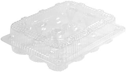DFI Detroit Forming LBH6162 Clear Hinged Plastic Container for 12 Mini Cupcakes - Pack of 10