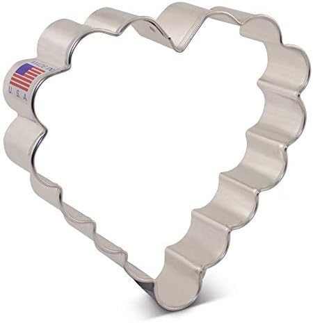 Ann Clark Scalloped Heart Valentine Cookie Cutter, 4" Made in USA | A Perfectly Large Size and Shape from America's Largest Cookie Cutter Maker, Food-Safe American Steel