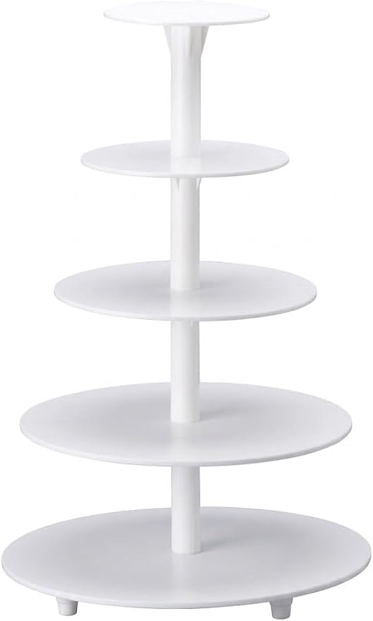 Oasis Supply 5-Tier Cake Stand – White Plastic Tiered Dessert Display Stand, Cupcake Stand for Cakes, Cupcakes, Weddings, Parties & Dessert Table Decorations
