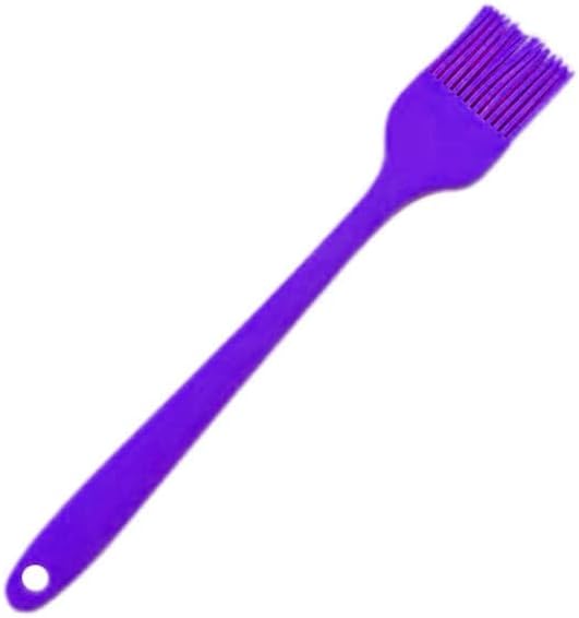 Silicone Basting Brush, Heat Resistant Oil Pastry Brush for Cooking Baking Grilling BBQ, 8 Colors ，Green, Orange, Blue, Pink, Red, Purple, Black, Yellow (Purple)