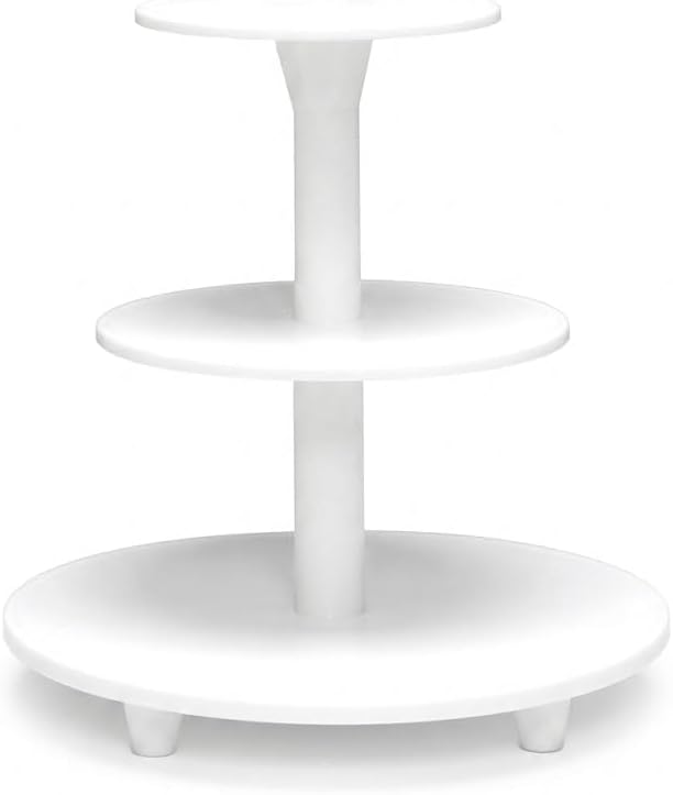 Oasis Supply 3-Tier Cake Stand – White Plastic Tiered Dessert Display Stand, Cupcake Stand for Cakes, Cupcakes, Weddings, Parties & Dessert Table Decorations