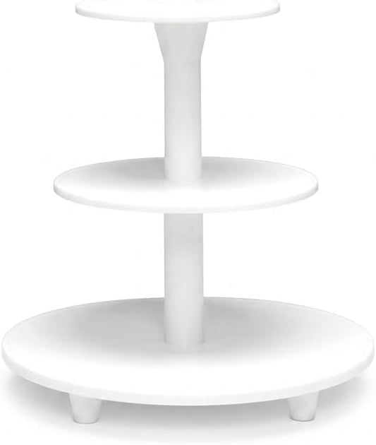 Oasis Supply 3-Tier Cake Stand – White Plastic Tiered Dessert Display Stand, Cupcake Stand for Cakes, Cupcakes, Weddings, Parties & Dessert Table Decorations