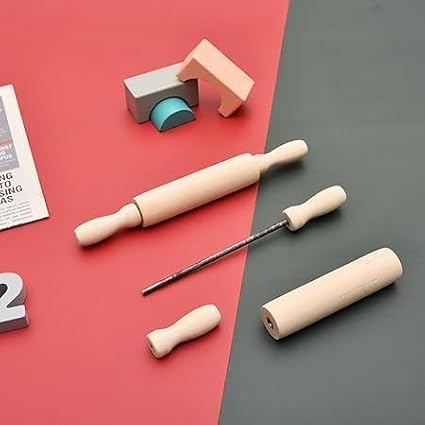 2Pcs Wooden Mini Rolling Pin Baking Small Dough Rolling Pin for Fondant Pastry Pizza Crafting and Imaginative Play for Christmas Presents Mini Pins Kitchen Dining (6 Inch)