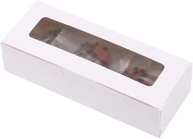Xuwzenkl Macaron Boxes for 6 to 10 Macarons, 20 Pack 8x3x2 Inches Macaron Packaging for Home DIY Baking(White)