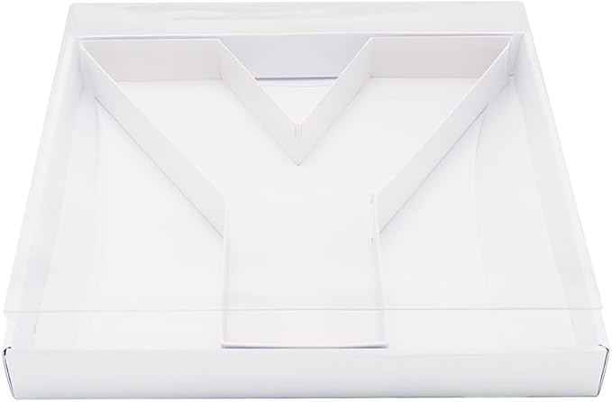 WENPACK 12.5" Cardboard Letter Shaped Mache Decorative Strawberries Fillable Sweets Candy Box with Clear Lid (White, Y)