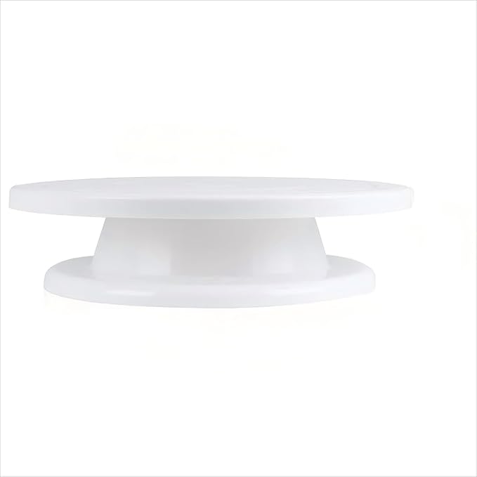 11 Inch Cake Turntable, Smooth 360° Rotating Cake Stand with Non-Slip Base, Professional Food-Grade Cake Decorating Supplies & Baking Spinning Spinner for Display, White