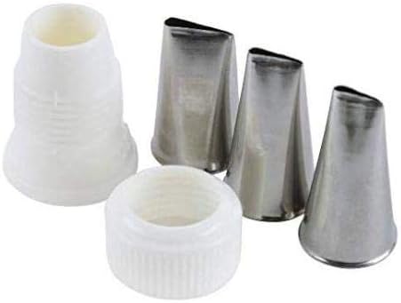 Ateco 4-Piece Stainless Steel Rose Piping Tip Set: standard coupler + 101 tube + 102 tube + 104 tube
