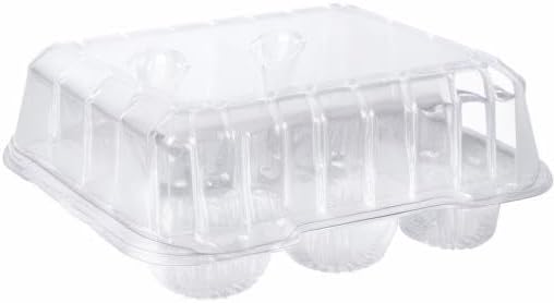 ONE MORE Clear Cupcake Boxes 6 Cavity Holder, Large 6 Compartment Muffin Containers Plastic Cupcake Carrier with Deep Dome 4" High Safe Eco-friendly Material Pack of 15