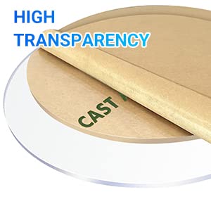 1 Pieces 1/4" Round Plexiglass Sheet, 19 Inch Diameter Clear Acrylic Circle, Round Cake Disk Acrylic Sheet, Plexiglass Table Top, Acrylic Backdrop