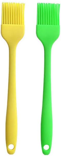 Silicone brush, Oil Brush for BBQ Kitchen Cooking Baking and Grilling (2 PCS,yellow&green)