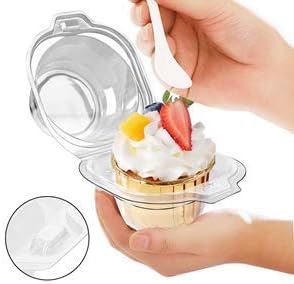180 Packs Individual Cupcake Containers Stackable Single Compartment Cupcake Disposable Carrier Holder Box Deep Dome Clear Plastic BPAFree (180 counts)