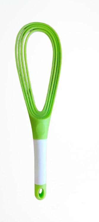 Twisk Whisk - Twisting Whisk - Folds flat 2-in-1 Balloon or Flat whisk 100% silicone construction Dish Washer Safe Balloon and Flat whisk in one package. Egg Beater for whisking eggs or baking.