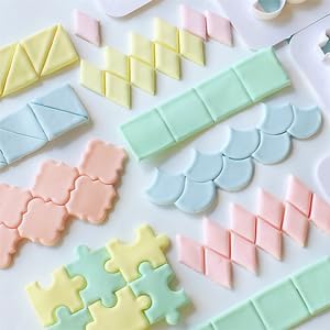 12 Pcs Square Fondant Cutter Puzzle Fondant Cutters - 4 Size Geometric Shape Fondant Cutter Cake Border Decorating Tool, Creative Cake Decorating