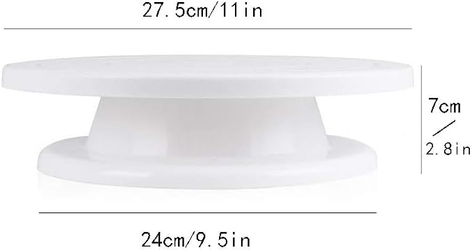11 Inch Cake Turntable, Smooth 360° Rotating Cake Stand with Non-Slip Base, Professional Food-Grade Cake Decorating Supplies & Baking Spinning Spinner for Display, White