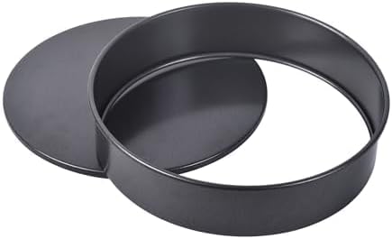 Round Cake Pan, 8-Inch Non-Stick with Removable Loose Bottom Chiffon Bakeware for Oven (Black)