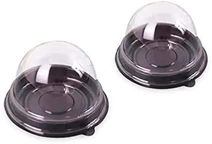 Clear Plastic Mini Cupcake Container,50 PC Desk Pet Containers Mooncake Boxes Muffin Pod Dome Muffin Single Desk Pet Holders Individual Cupcake Containers Plastic Disposable (Black, 50pc)