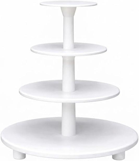 Oasis Supply 4-Tier Cake Stand – White Plastic Tiered Dessert Display Stand, Cupcake Stand for Cakes, Cupcakes, Weddings, Parties & Dessert Table Decorations