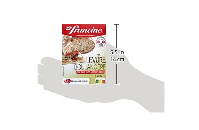 Francine - yeast for baking bread - (6x5g sachets) 30g - bread machine yeast - levadura para hacer pan - Instant dry yeast. Plant-based. French Imported.