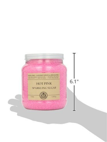India Tree, Hot Pink Sparkling Sugar, Canister | Shimmery Sugar Sprinkles for Baking and Decorating | 3.4 Lb (Pack of 2)