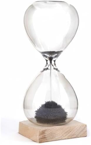 Kikkerland Magnetic Hourglass Timer – Elegant, Relaxing Decor for Home & Office – 1 Minute Timekeeper with Hidden Magnet & Wooden Base