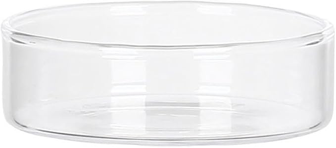 OSALADI Mini Glass Bowls Prep Serving Candy Dishes Cake Plate Ice Cream Cup Reptile Feeding Dish Tray for Kitchen Dessert Dips Sauces Condiments, Transparent, 8.8X8.8X2.6CM, UFU5211T25E17V