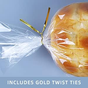 200Pcs 11 x 18 Inch Bottom Gusset Bread Bags with Ties, Clear Plastic Micro Perforated Bags for Homemade Bread and Bakery Loaf Baugette - Thickened, Freezer Safe