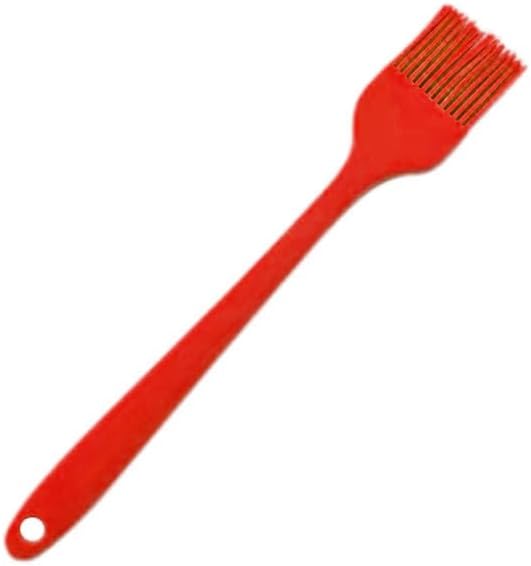 Silicone Basting Brush, Heat Resistant Oil Pastry Brush for Cooking Baking Grilling BBQ, 8 Colors ，Green, Orange, Blue, Pink, Red, Purple, Black, Yellow (Red)