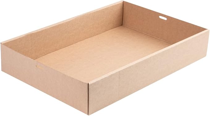 Restaurantware Cater Tek 17.9 x 12.3 x 3.2 Inch Catering Boxes 100 Insert Tab Lock Baked Goods Boxes - Window Lids Easy Assembly Kraft Paper Window Pastry Boxes For Charcuterie Or Cupcakes