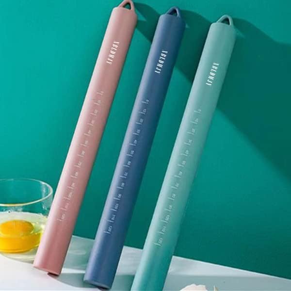 Small stainless Steel Inner Core Silicone Rolling Pin Non-stick Dough Roller(Pink)
