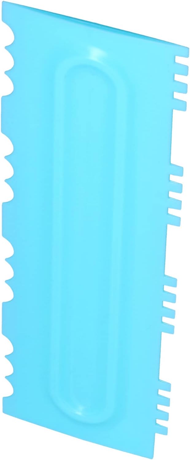 DIY Cream Scraper Combs, Cake Decorating Tool, Fondant Cake Pattern Modeling Kit with 12 Scrapers, Food Plastic Icing Smoother for Home Kitchen Bakery, Blue (Single (randomly issued))